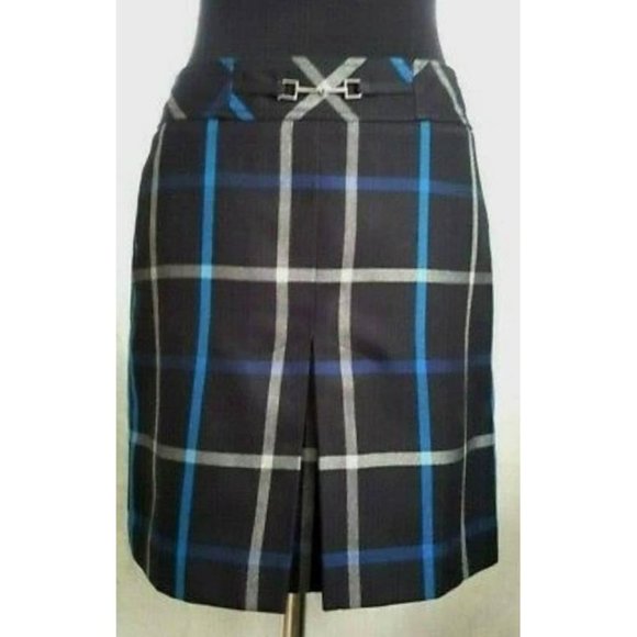 Ann Taylor Loft  | Pleat Front Skirt Black, Blue & White | Woman’s Small 4 - Picture 1 of 3